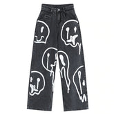 Jeans mit Fake-Smile-Print